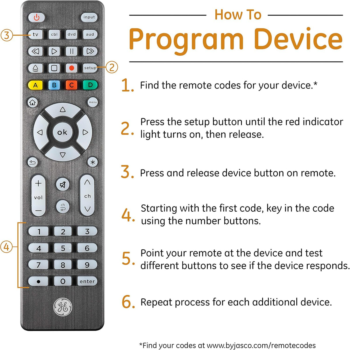 Control Remoto GE para TV Samsung, 4 Dispositivos, 48848