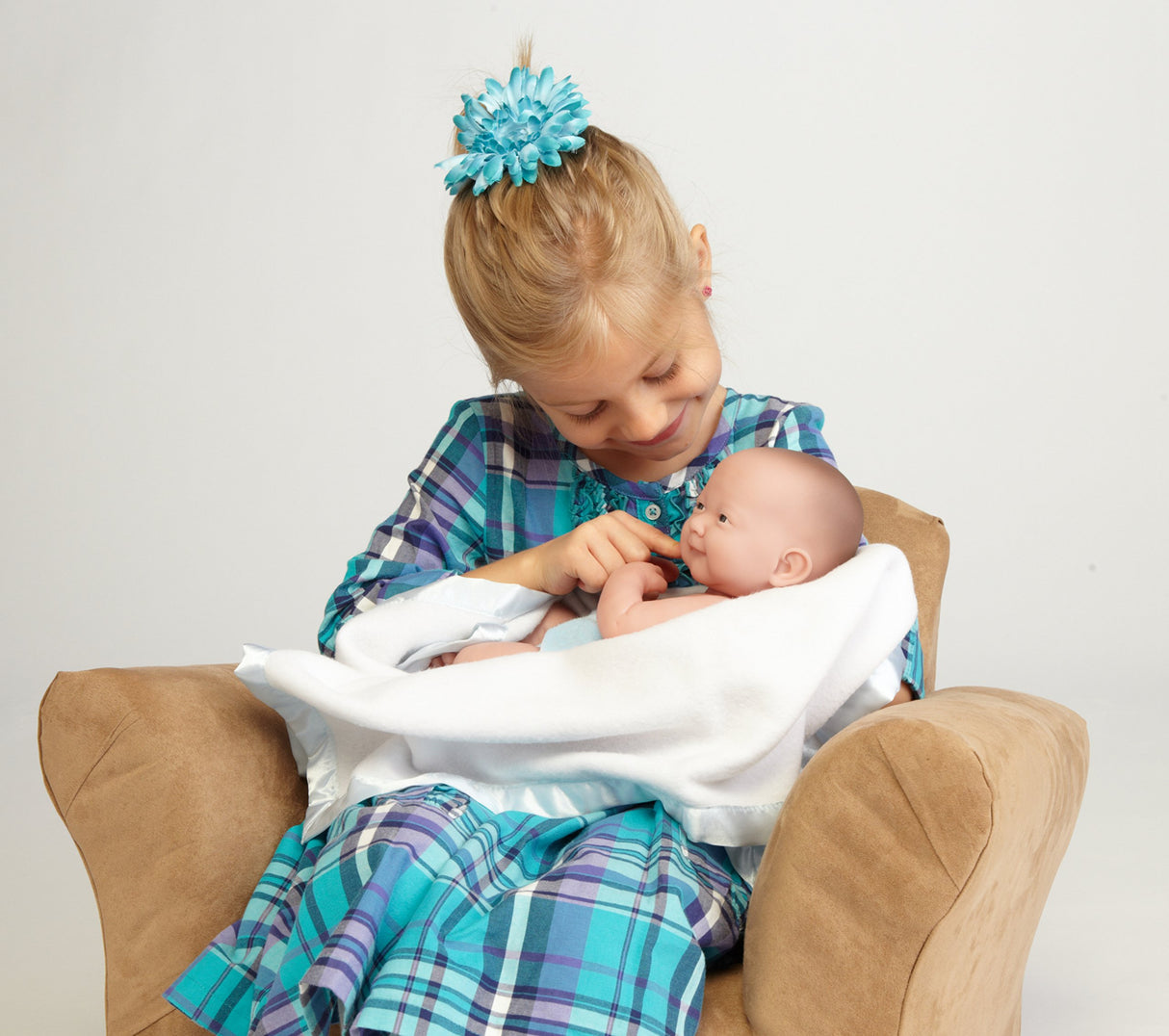 muñeca recién nacida sonriente de 14 '', azul