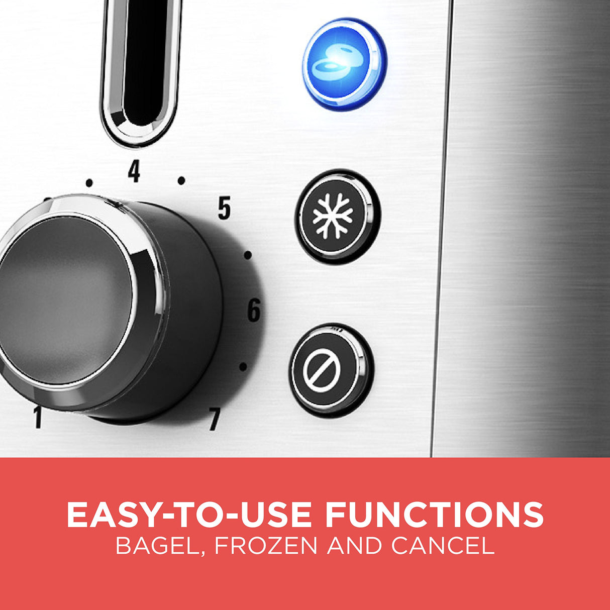 Tostadora de 2 rebanadas, tostada rápida, acero inoxidable