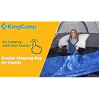 KingCamp Saco de dormir doble de 20 grados, saco de dormir para 2 personas, para adultos, pareja, familia, con almohadas, ligero, para acampar, senderismo, mochileros, exteriores, impermeable, 87 x 59 pulgadas