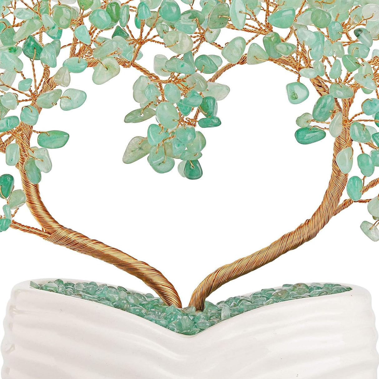 Árbol de dinero con forma de corazón de aventurina verde