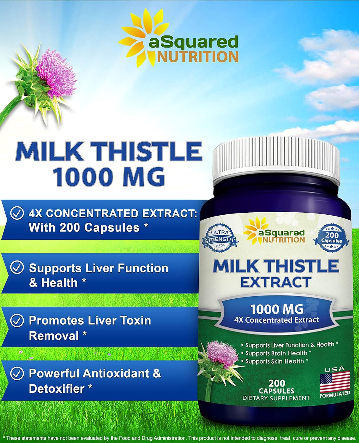 Suplemento Nutrition Suplemento de cardo mariano de 1000 mg