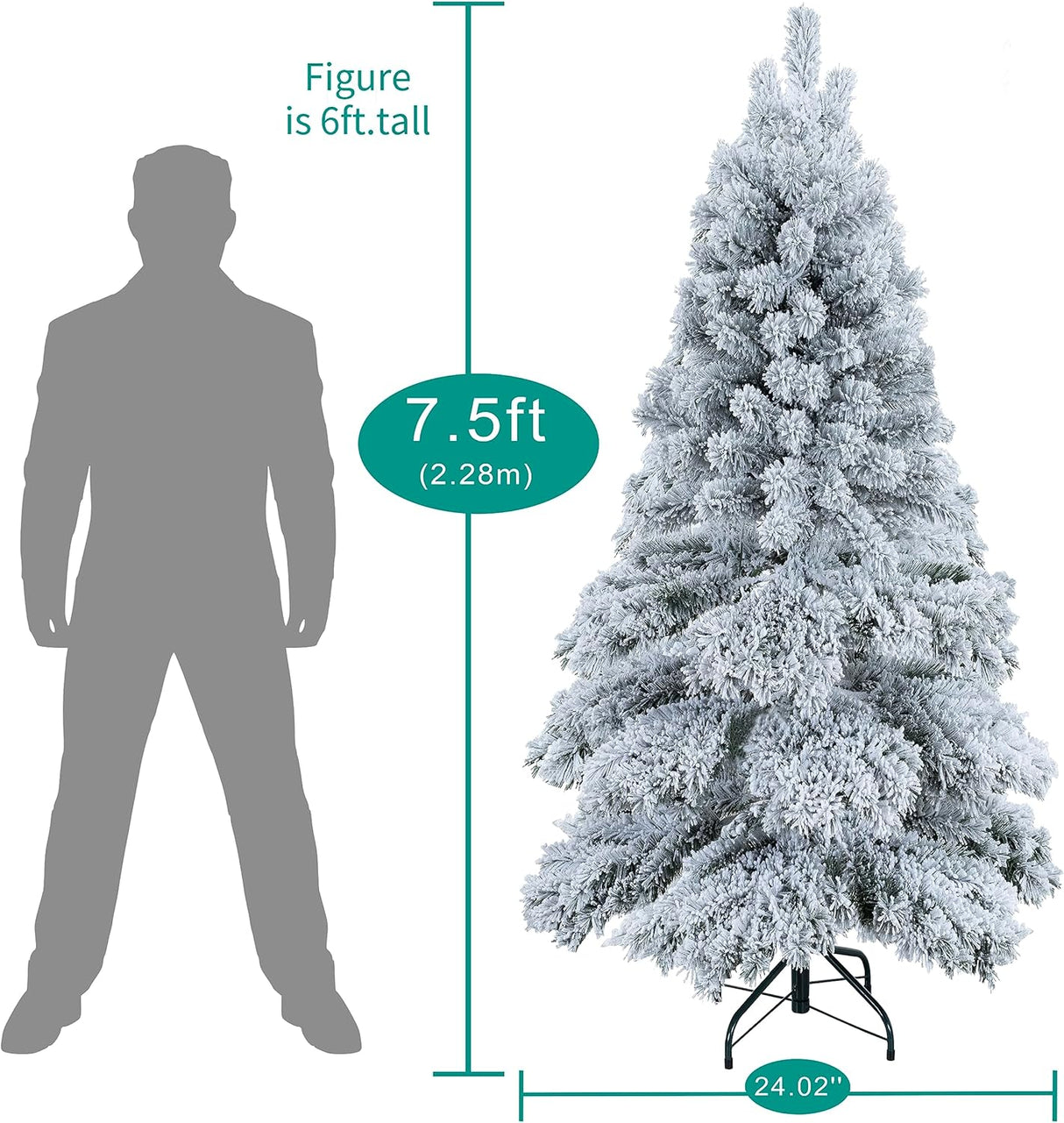 Árbol de Navidad Naomi Home 7.5ft con luces y 1324 ramas