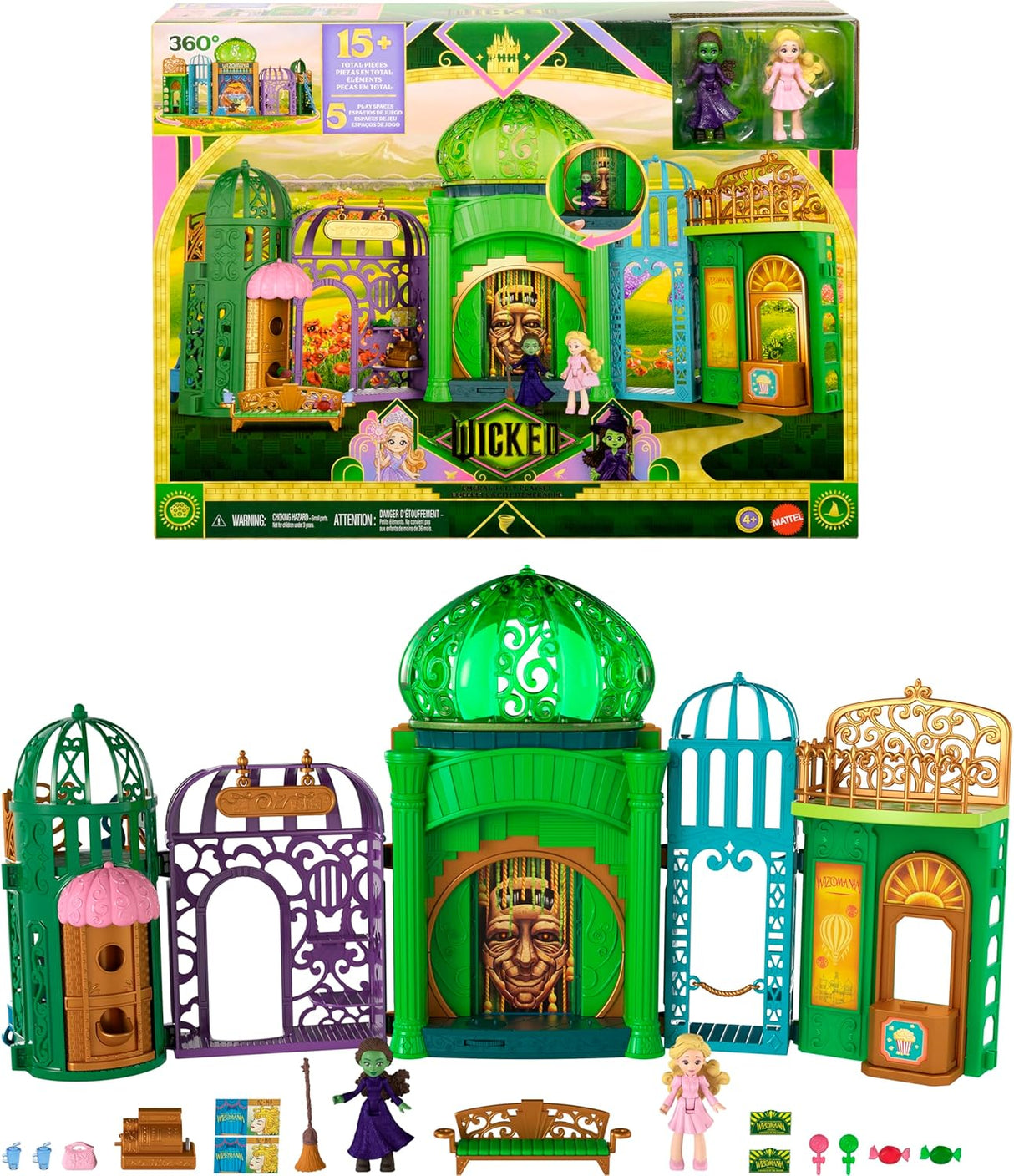 Juego de Mattel Universal Pictures Wicked Ciudad Esmeralda con muñecas y accesorios