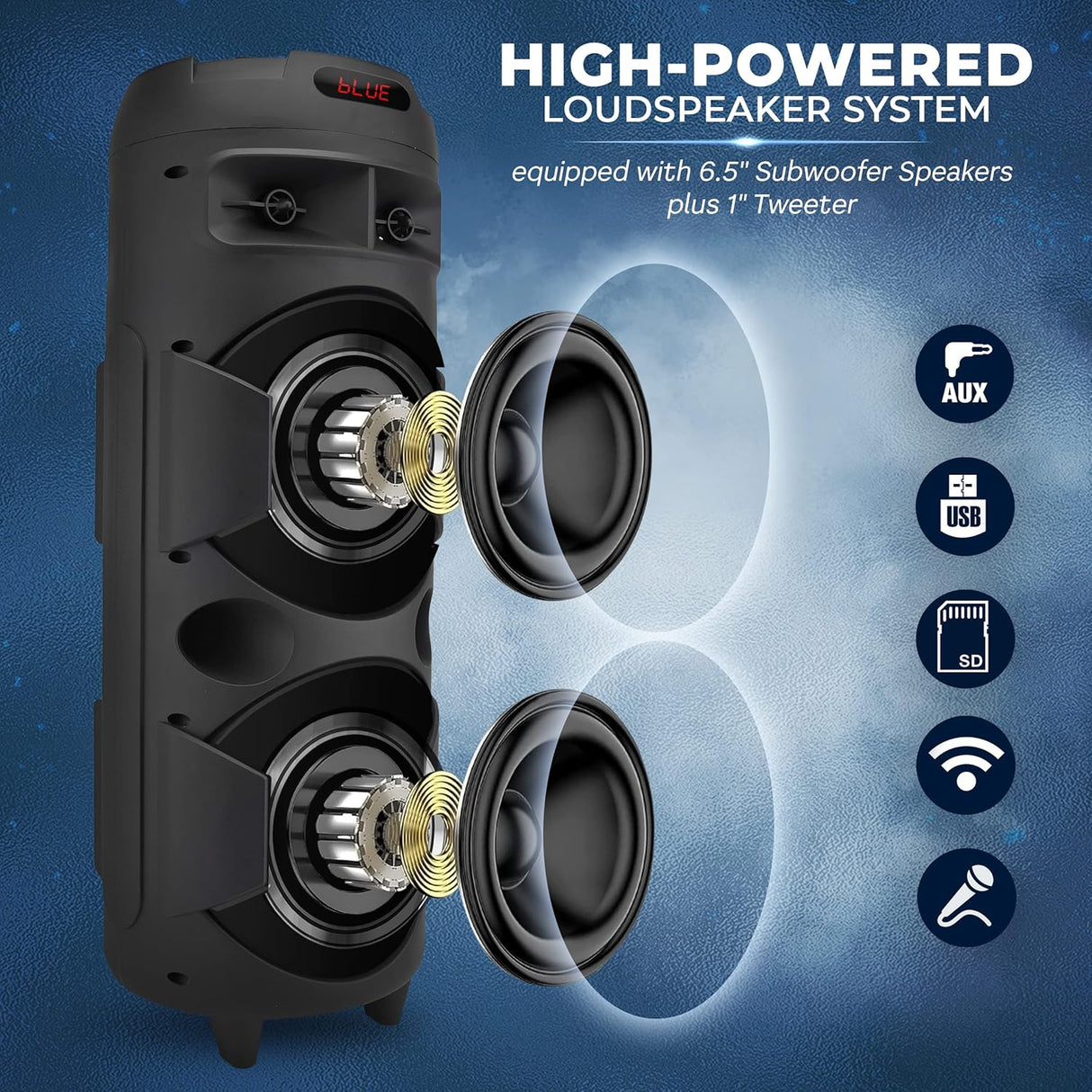 Parlante portátil de 240 W pantalla LED PYLE-PRO PPHP2645B