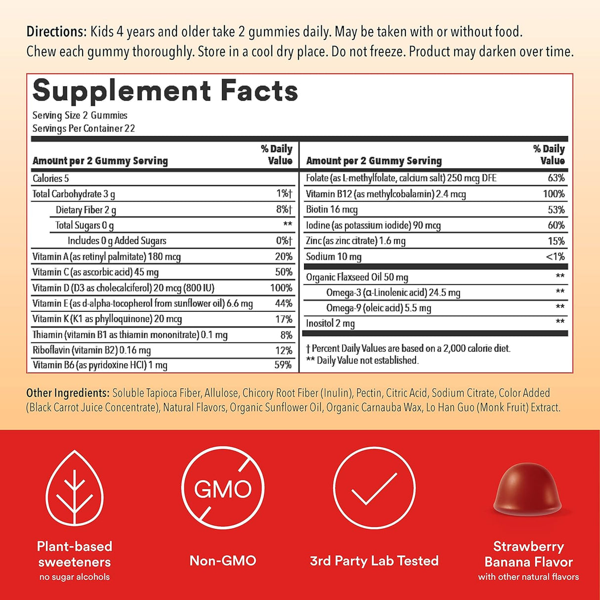 Suplemento Gomitas multivitamínicas para niños sin azúcar