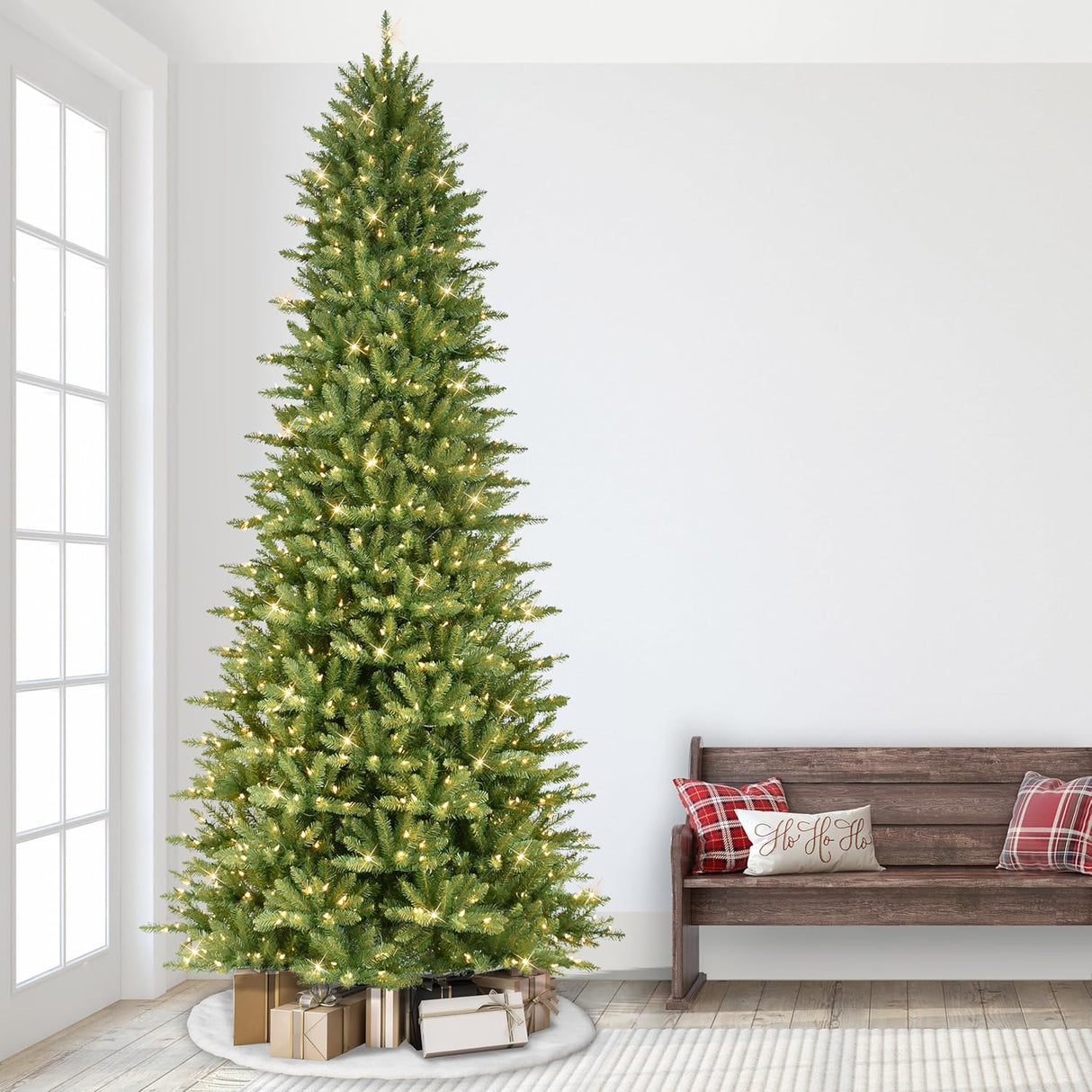Árbol de Navidad Artificial Slim Fraser Fir Preiluminado 9 pies
