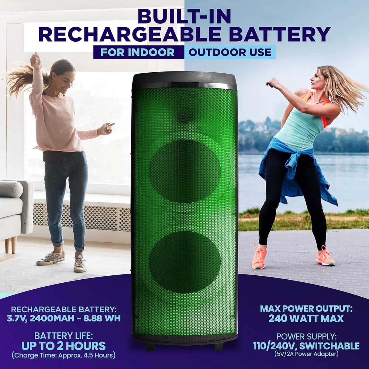 Altavoz portátil Bluetooth 600 W dual PYLE-PRO