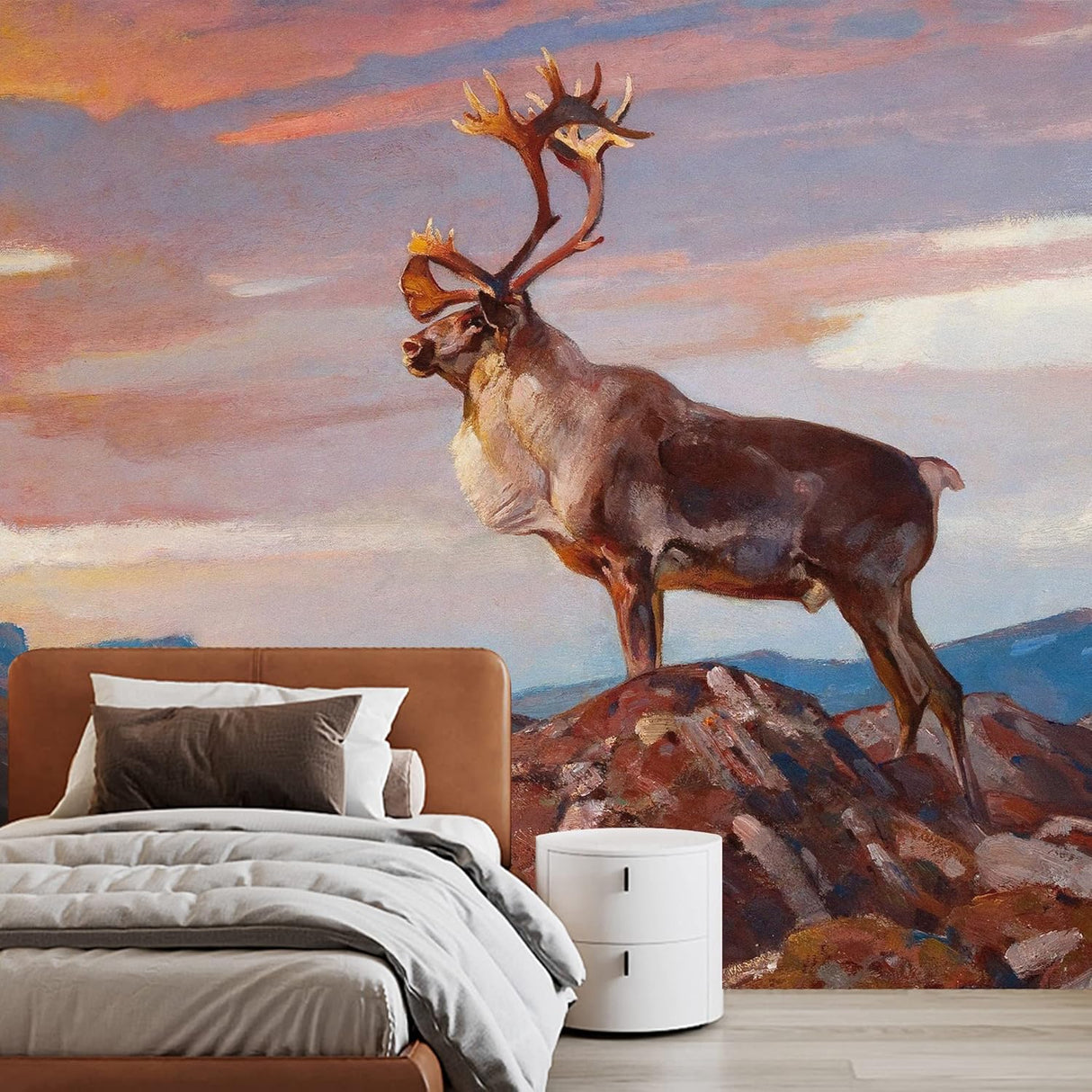 Adhesivo mural removible para pared, color pastel, atardecer