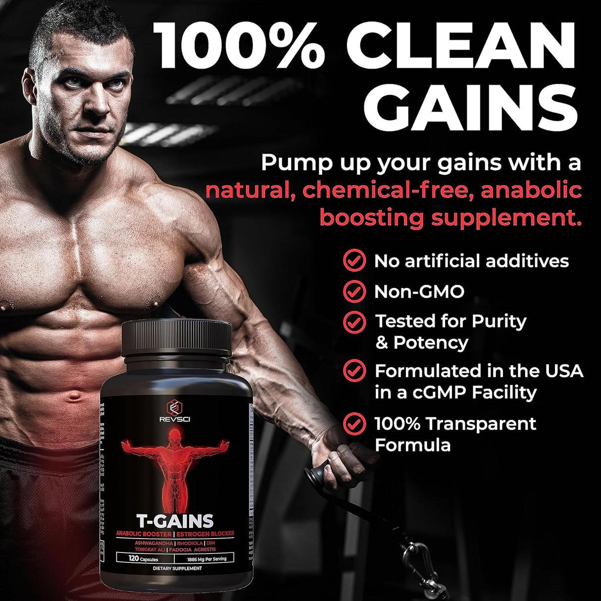 Suplemento Anabólico Total GAINS, Crecimiento Muscular 120