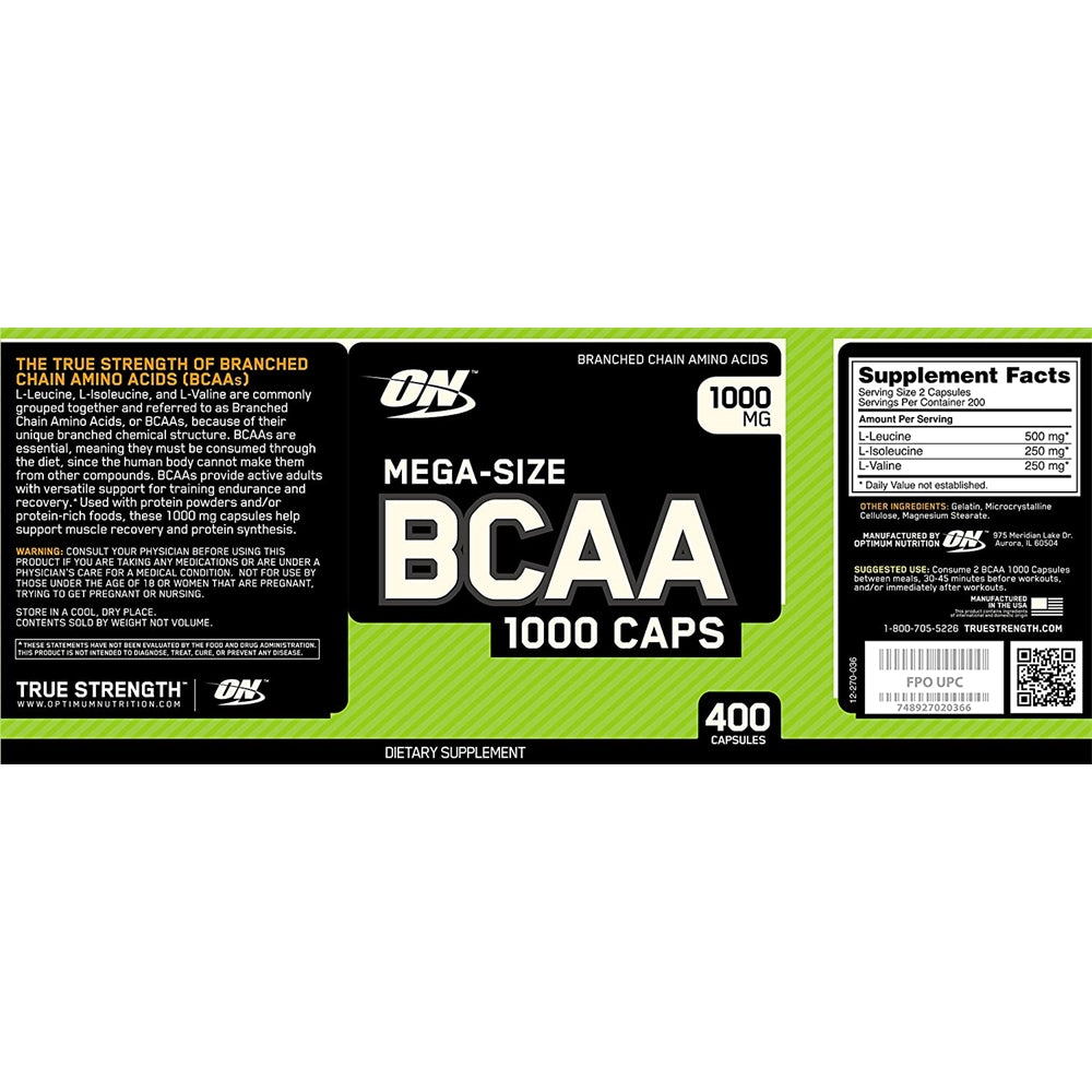 Suplemento Optimum Nutrition Cápsulas BCAA 1000 mg