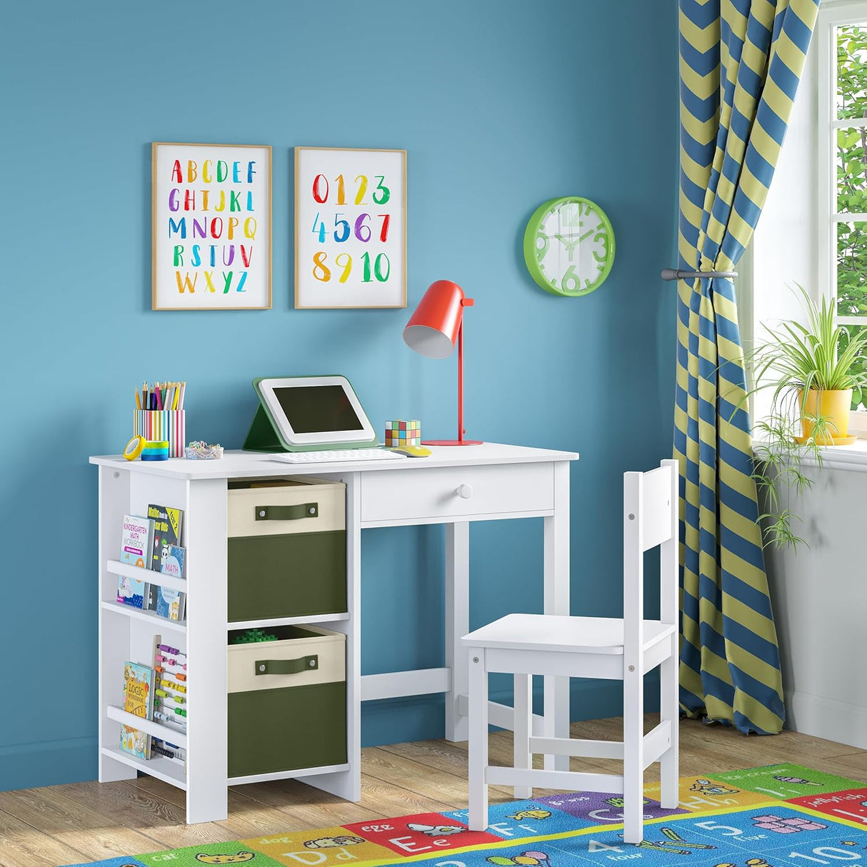 Set Escritorio y Silla con Almacenaje para Niños, Modelo 2pc