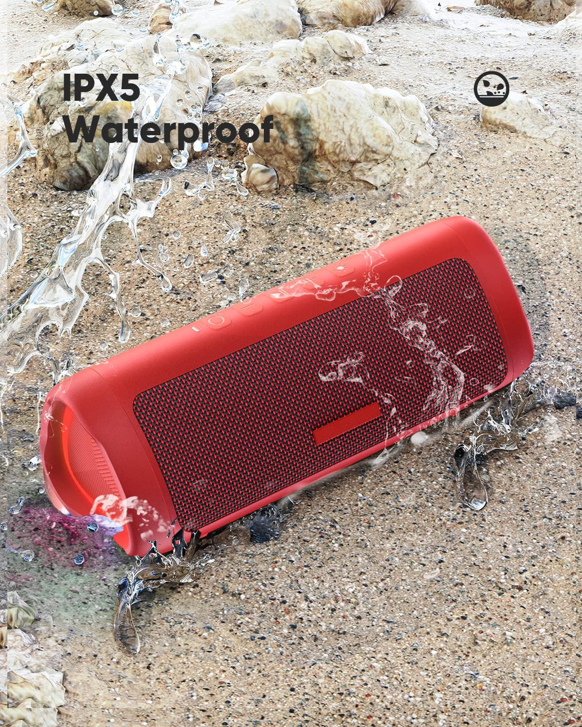 Altavoz impermeable IPX5 portátil con 24 horas de duración