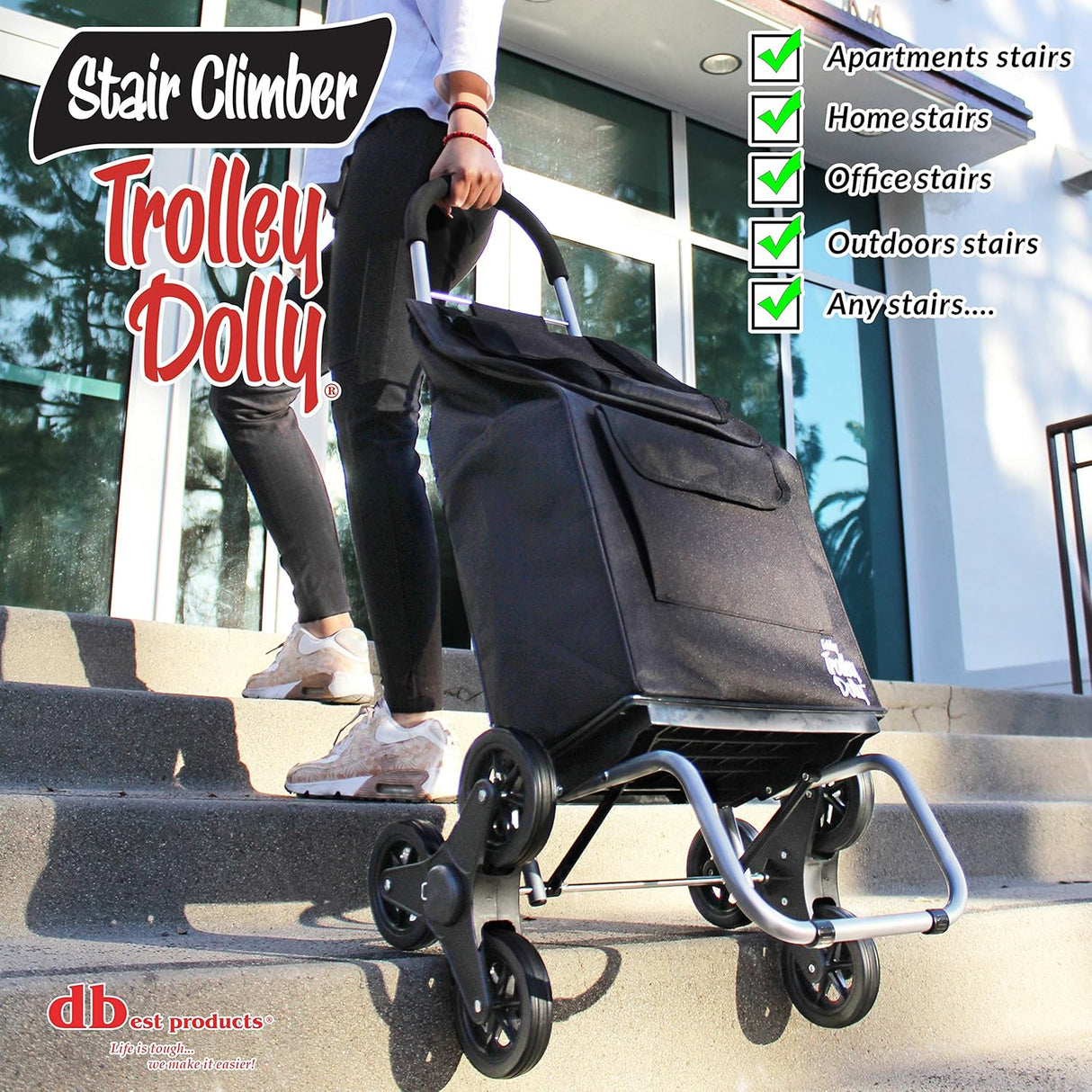Carretilla Escalera Dolly Trolley, Plegable, 3 Ruedas, Modelo 2023