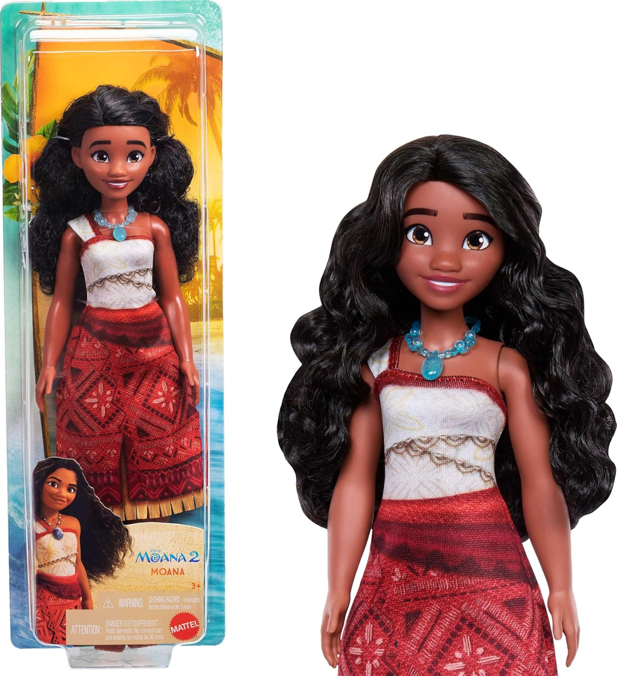 Muñeca Moana de Mattel, 2 accesorios, atuendo removible, Moana 2