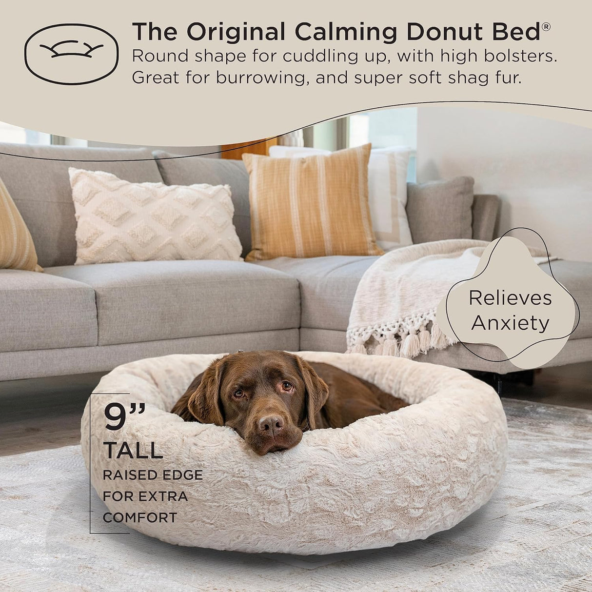Cama Donut Calmante para Mascotas Best Friends, Grande 36