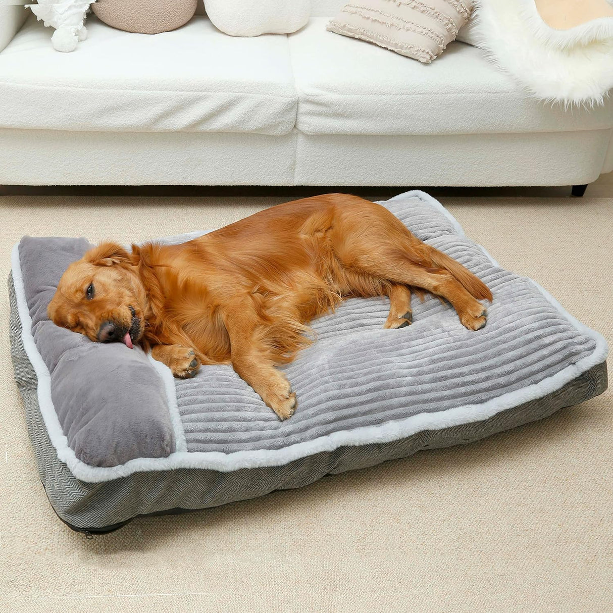 Cama Grande para Perro con Almohada, Suave, Modelo X123