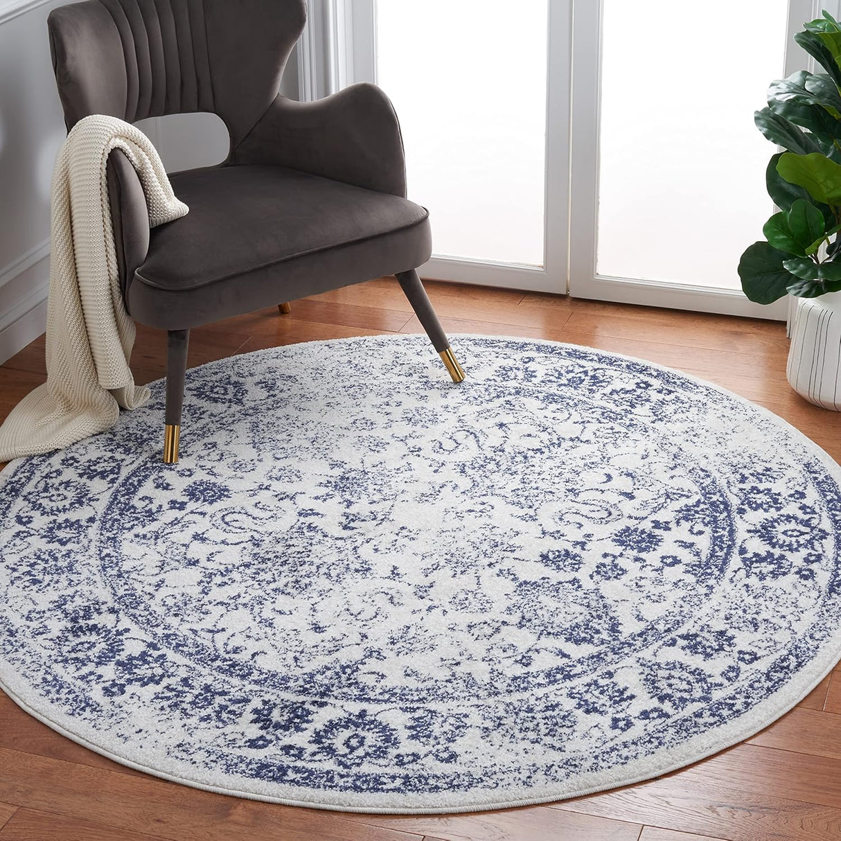 Alfombra Redonda Oriental Distressed ADR109M para Entrada