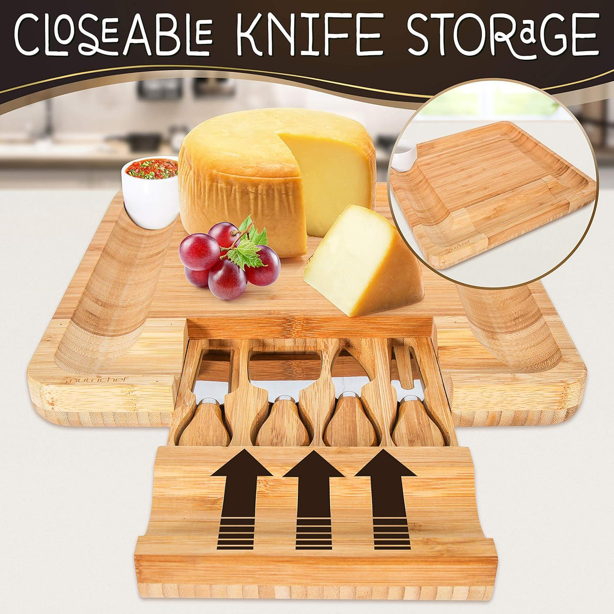 Tabla de queso de bambú natural NutriChef PKCZBD10.5
