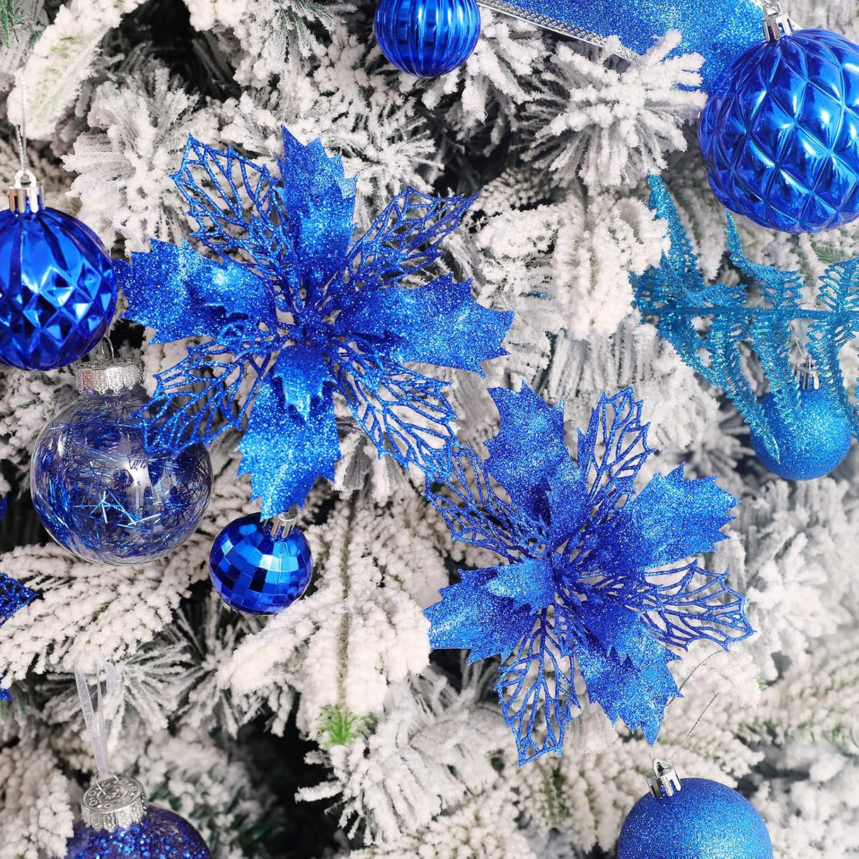 Flores Poinsettia Artificial Wironlst - 16 Pcs Decoración Navidad