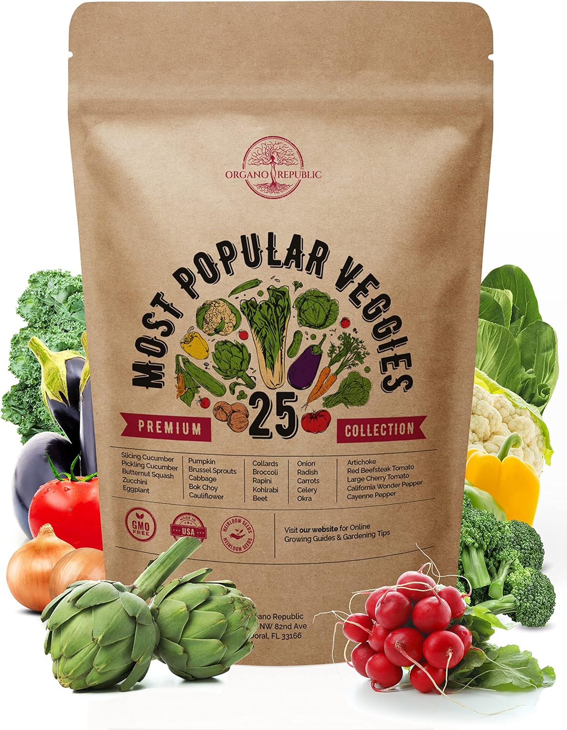 Semillas Organo Republic - 25 Paquetes de Vegetales y Frutas