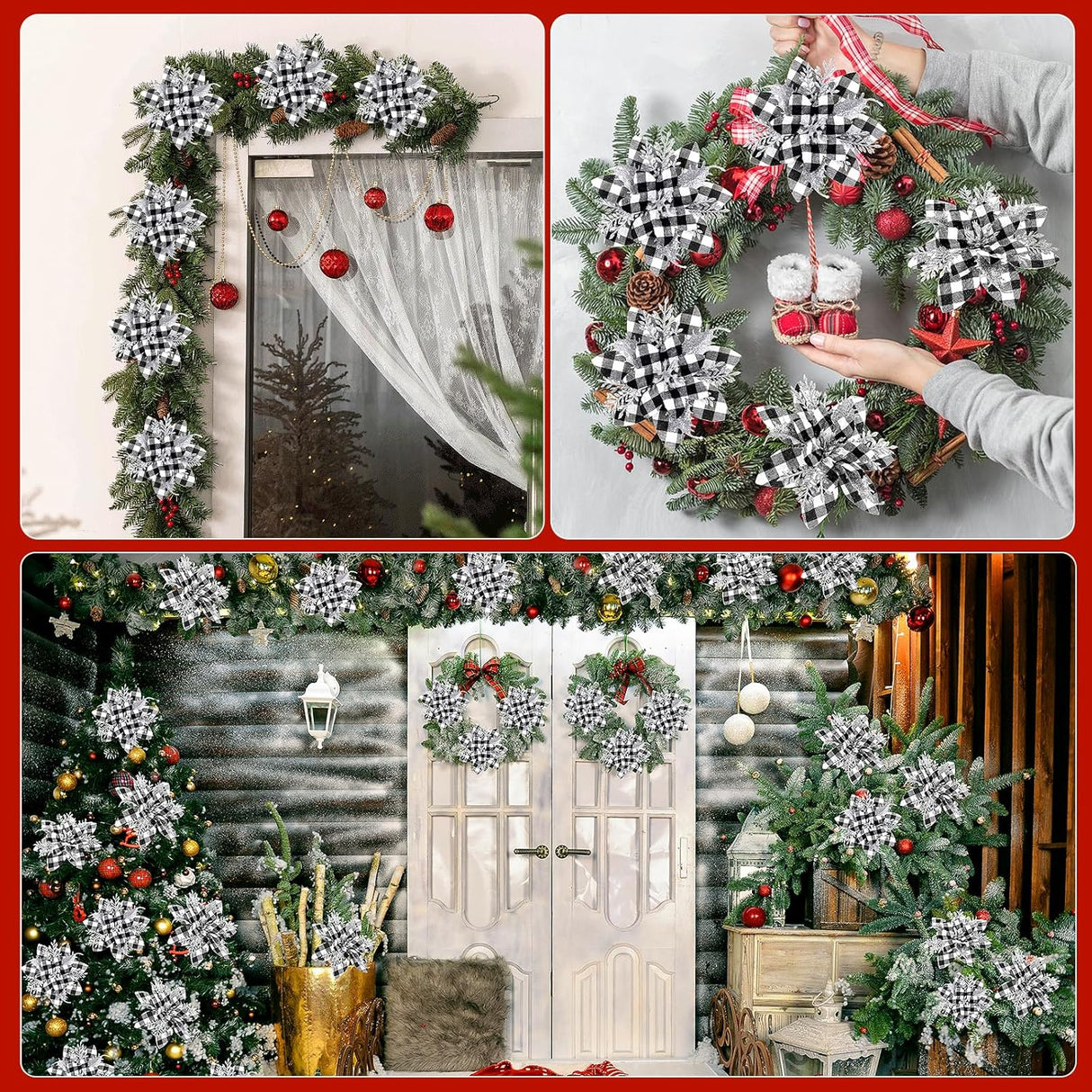 Flores Artificiales Serwalin 20pcs Poinsettia con Clips 5.5in