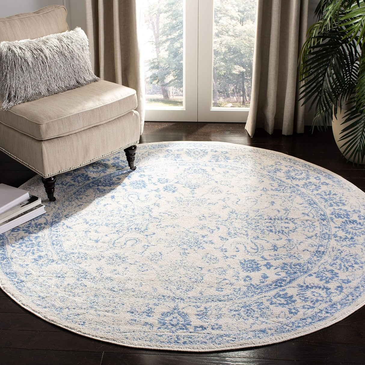 Alfombra Oriental Redonda Distressed para Sala y Comedor ADR109L