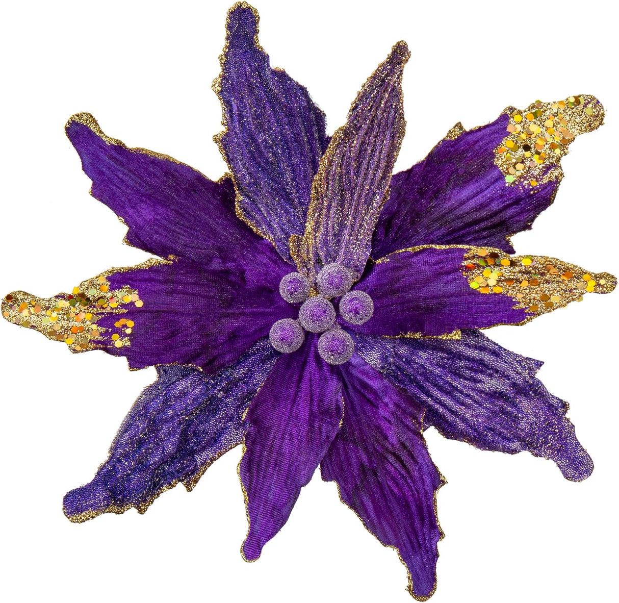 Flores Poinsettia Artificial Briful 12'' Set de 4 para Decorar