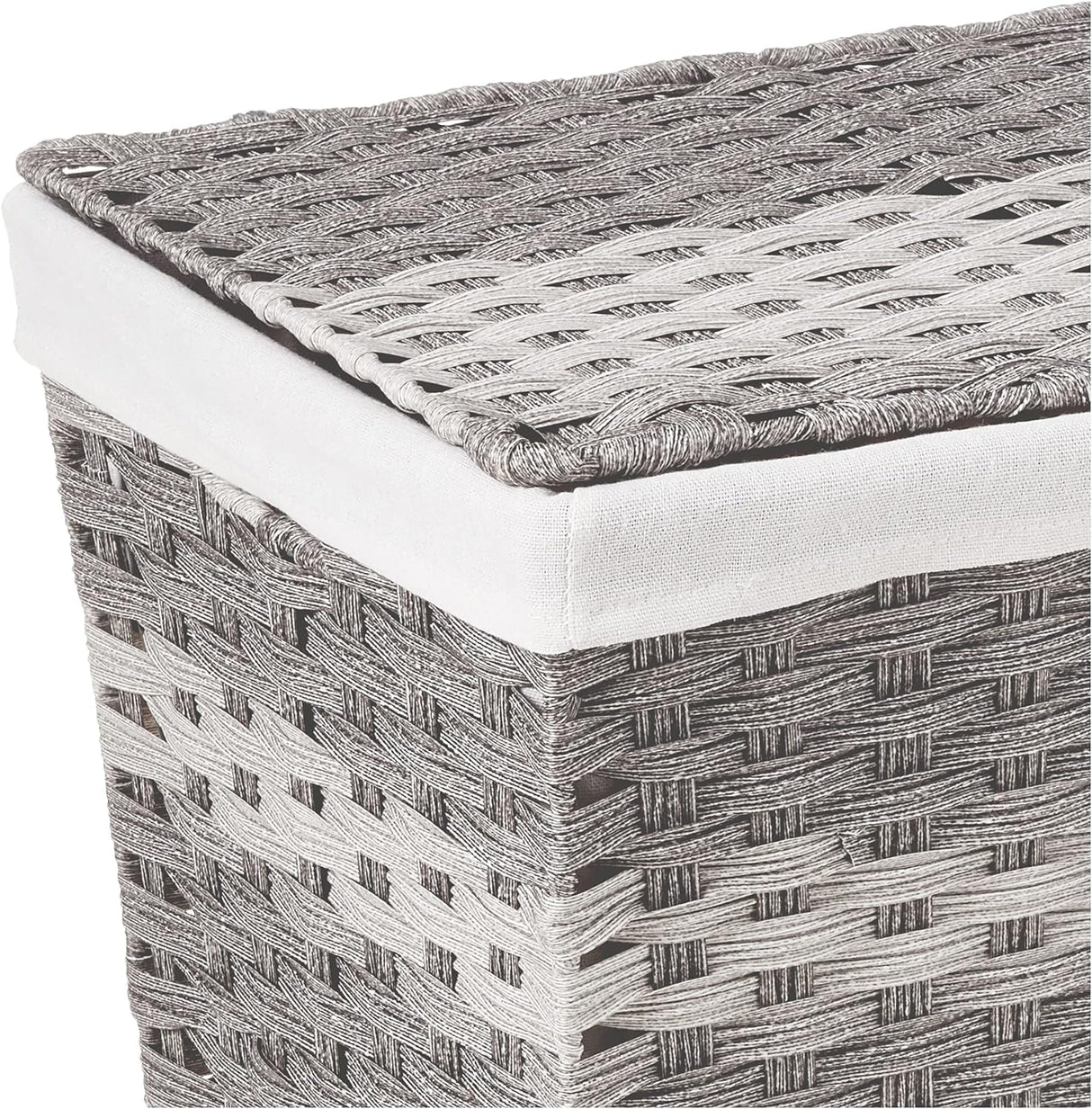 Cesto para ropa sucia con forro y tapa, gris lavado