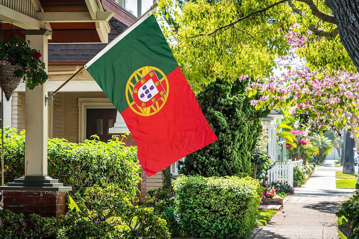 Bandera de Portugal DANF 3x5 pies, resistente, ojales de latón