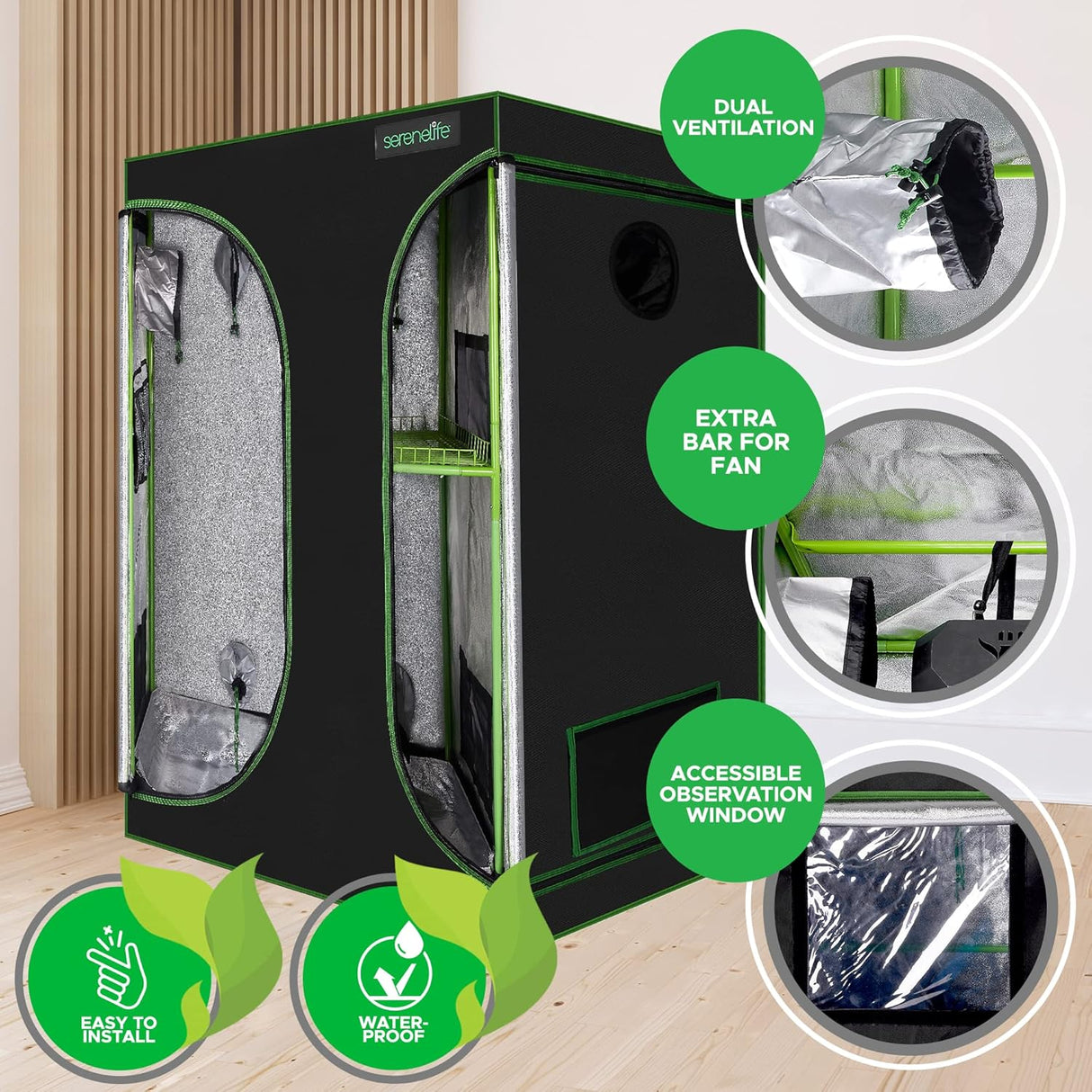 Tienda de campaña de cultivo hidropónico ligera SereneLife