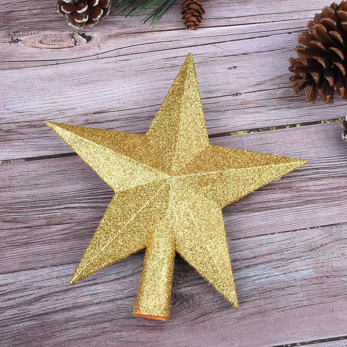 Estrella Decorativa para Árbol de Navidad 8 Pulgadas Glitter