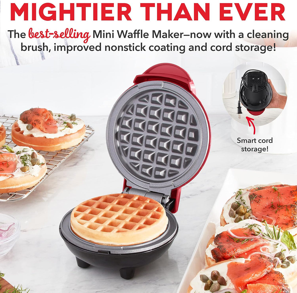 Wafleras Mini para waffles individuales rojo manzana DASH
