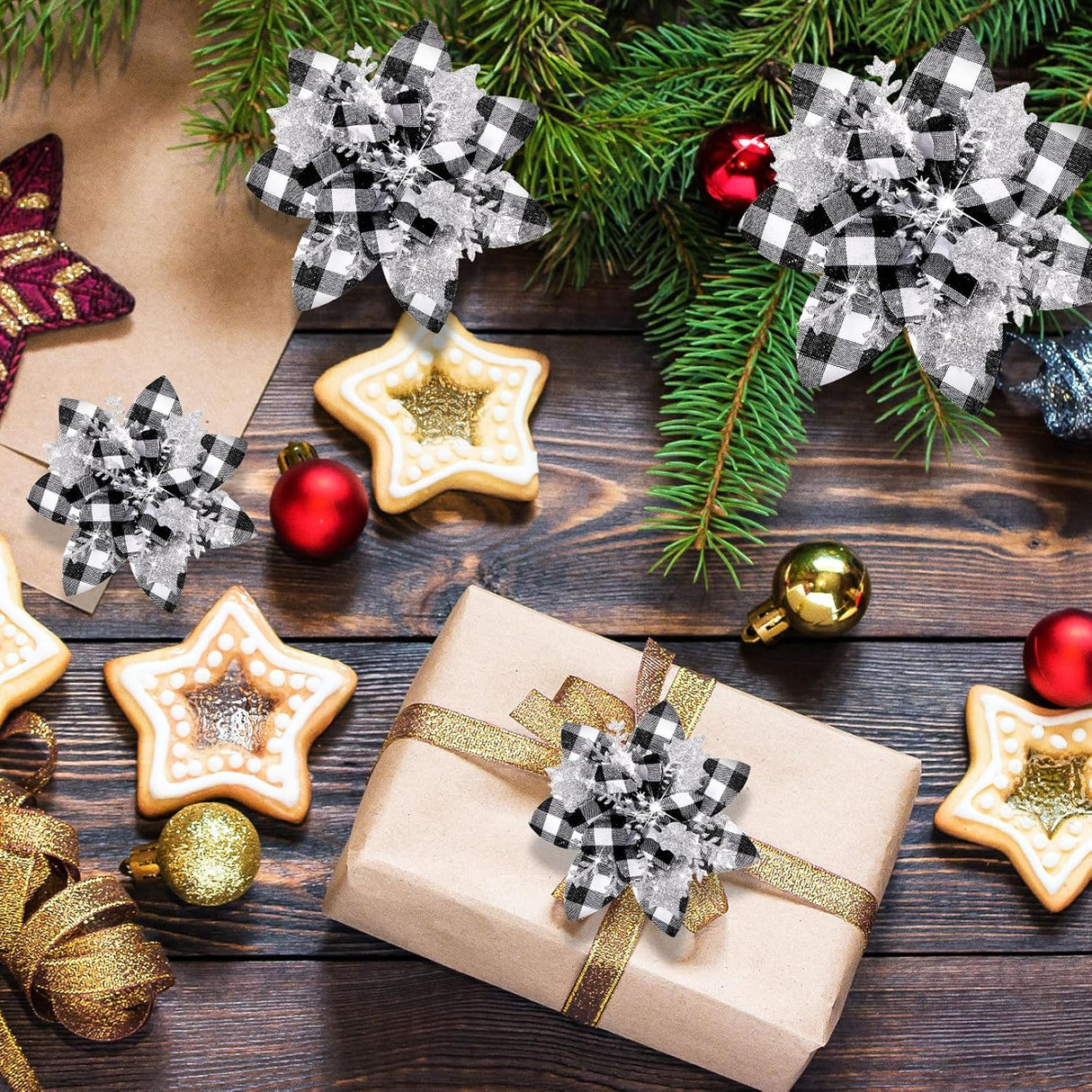 Flores Poinsettia Artificiales, Decoraciones Navidad, 36 Pcs