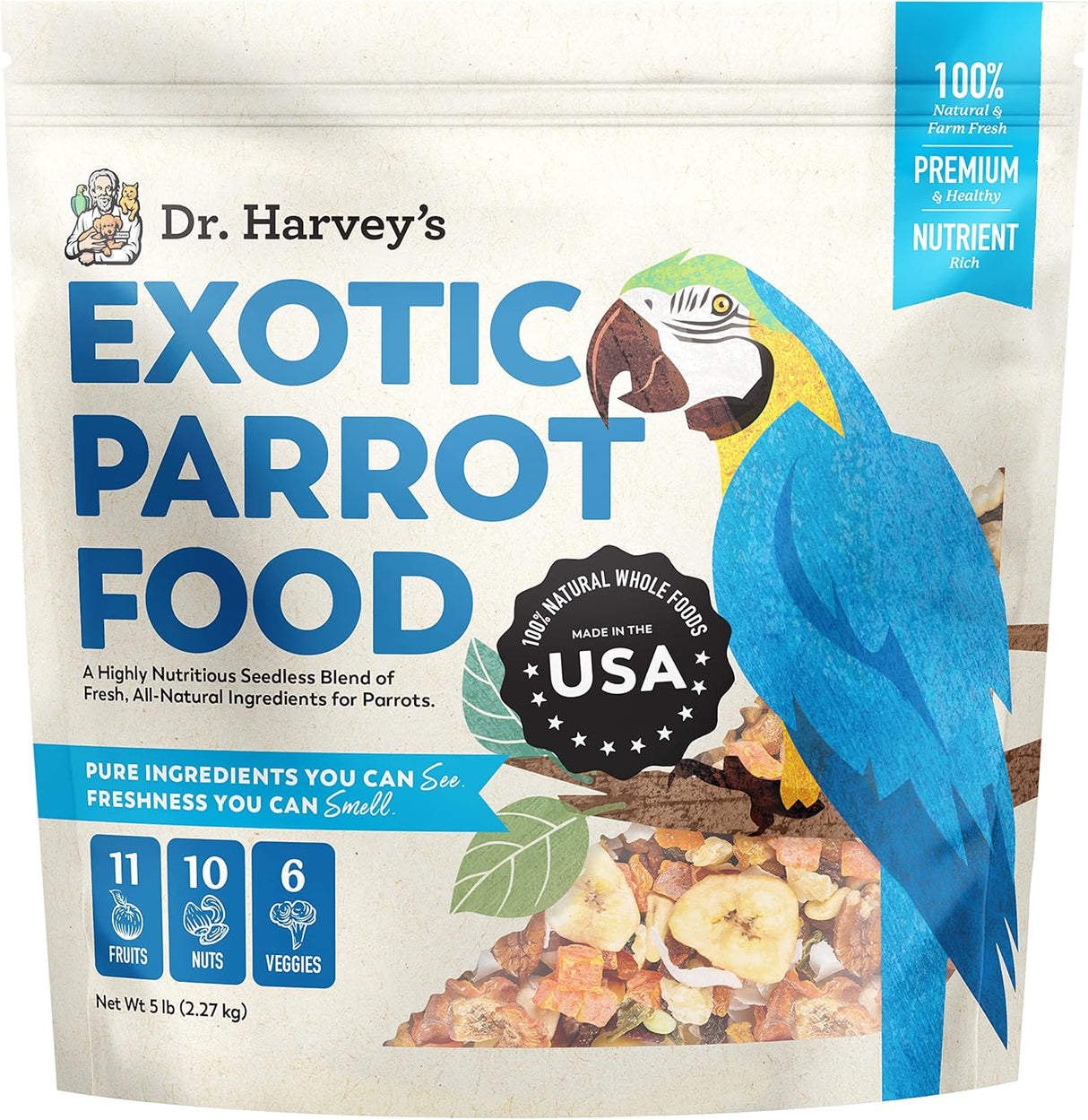 Dr. Harvey's Mezcla de loros exóticos de alimentos naturales