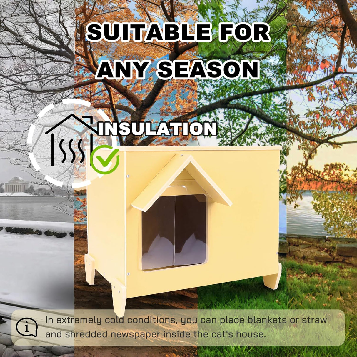 Casa para Gatos Exterior, Refugio Feral, Aislada, Modelo Mejorado