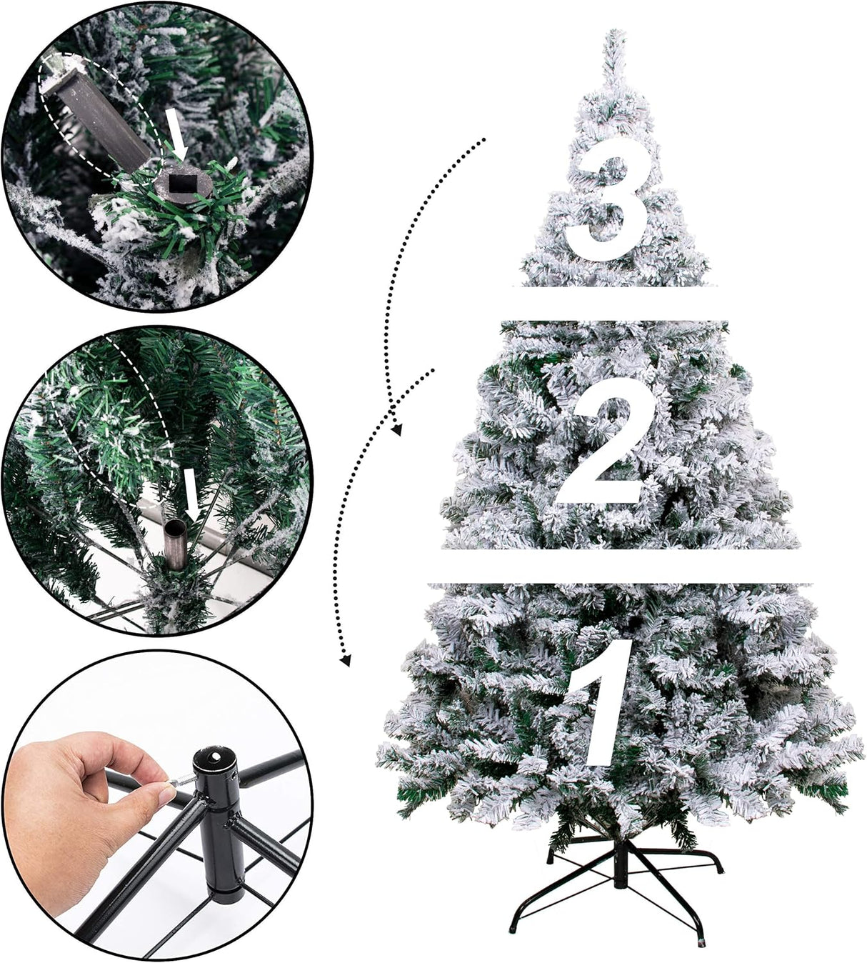 Árbol de Navidad Artificial 7.5FT, con soporte metálico, fácil montaje