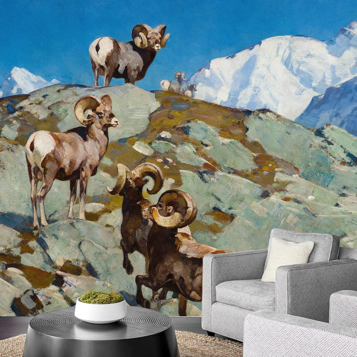 IDEA4WALL Adhesivo mural removible para pared oveja carnero.