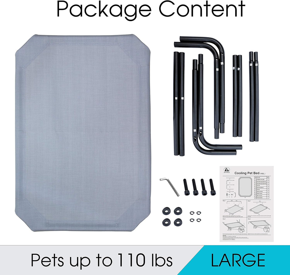 Cama Elevada para Mascotas PHYEX, Acero Resistente, 50.5 x 30.5