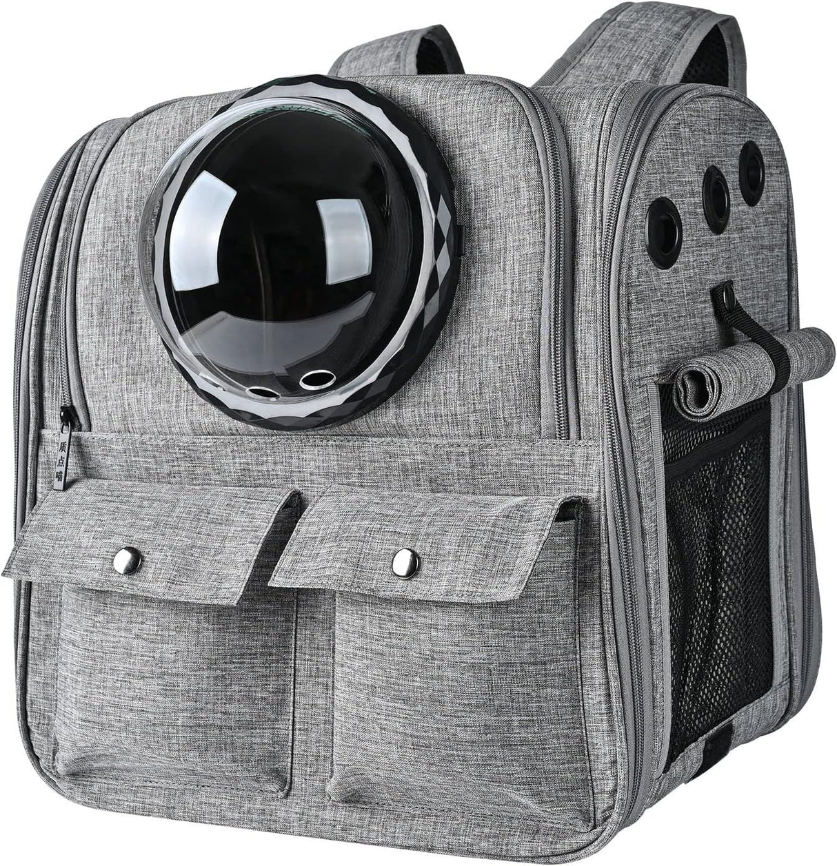 Mochila para gatos diseño ventilado gris