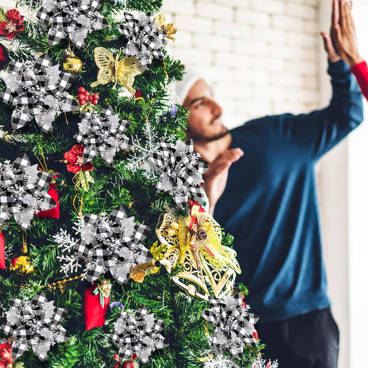 Flores Poinsettia Artificiales, Decoraciones Navidad, 36 Pcs