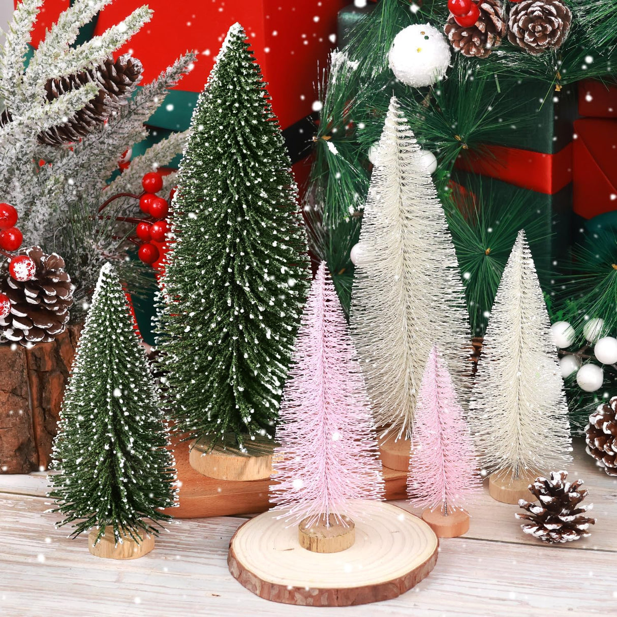 Mini Árboles de Navidad Artificiales, Decoración, 6 Piezas