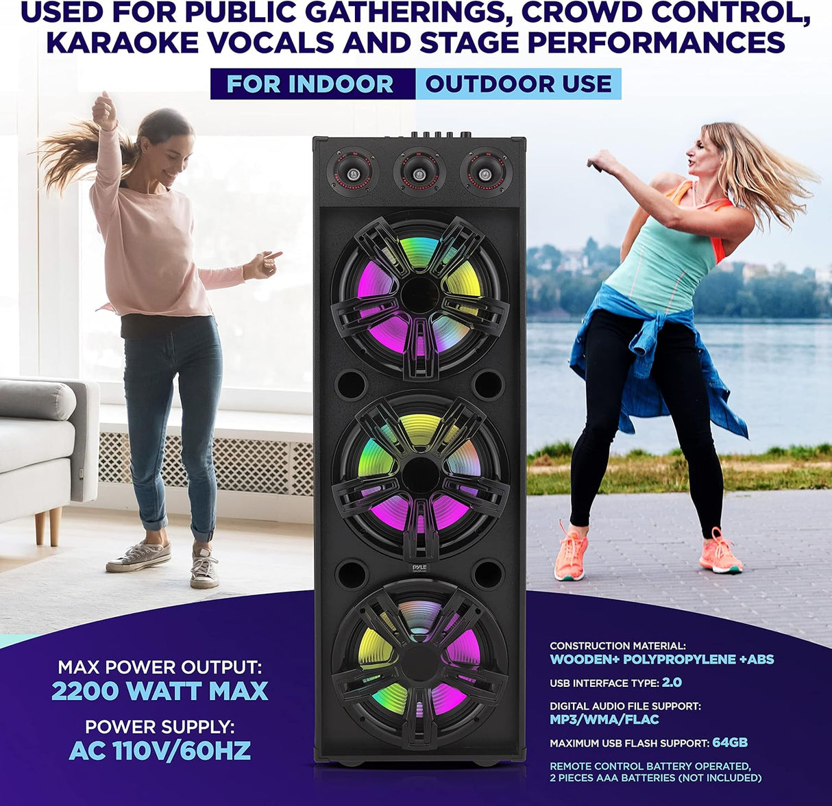Parlantes con Micrófono inalámbrico PYLE-PRO PPHP1233B