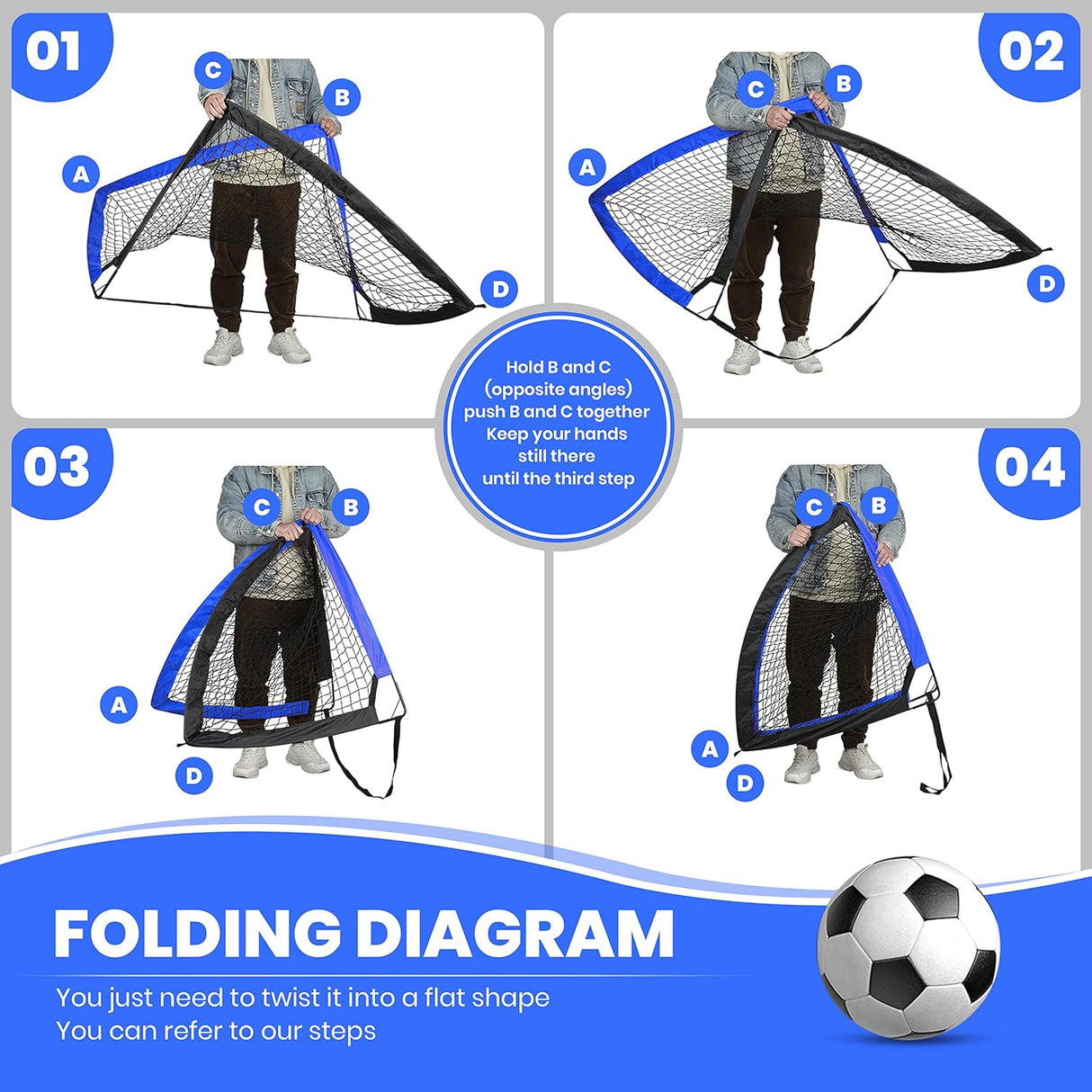 Mini porteria de futbol plegable para entrenar niños