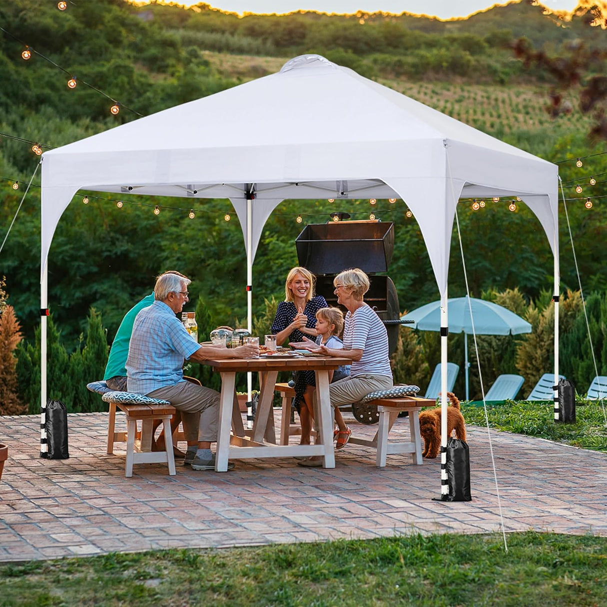 Tienda de Playa: Carpa Plegable 10x10 con Ventilación Blanca