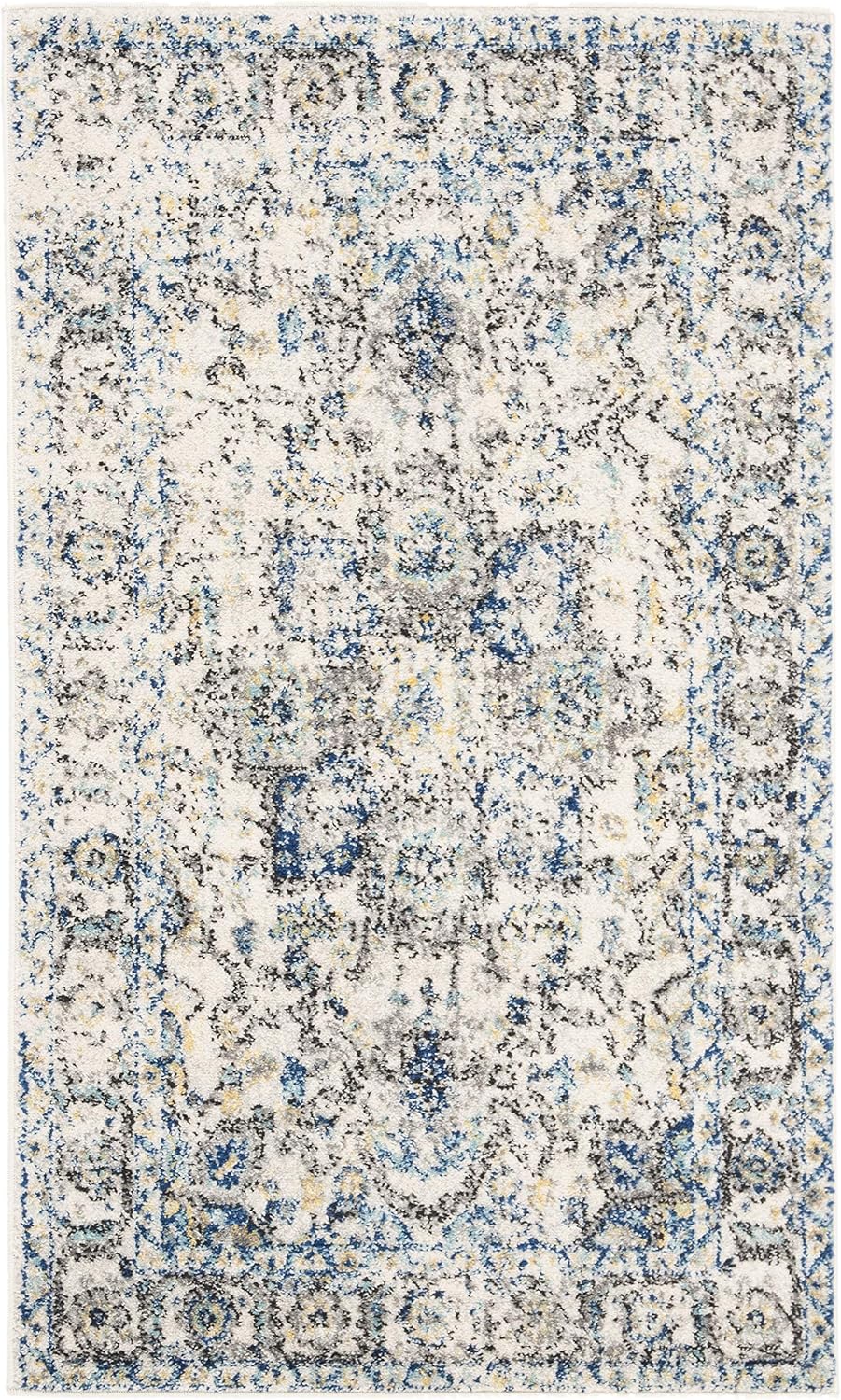 Alfombra Acento Diseño Medallón Nieve, Fácil Cuidado, MAD603F