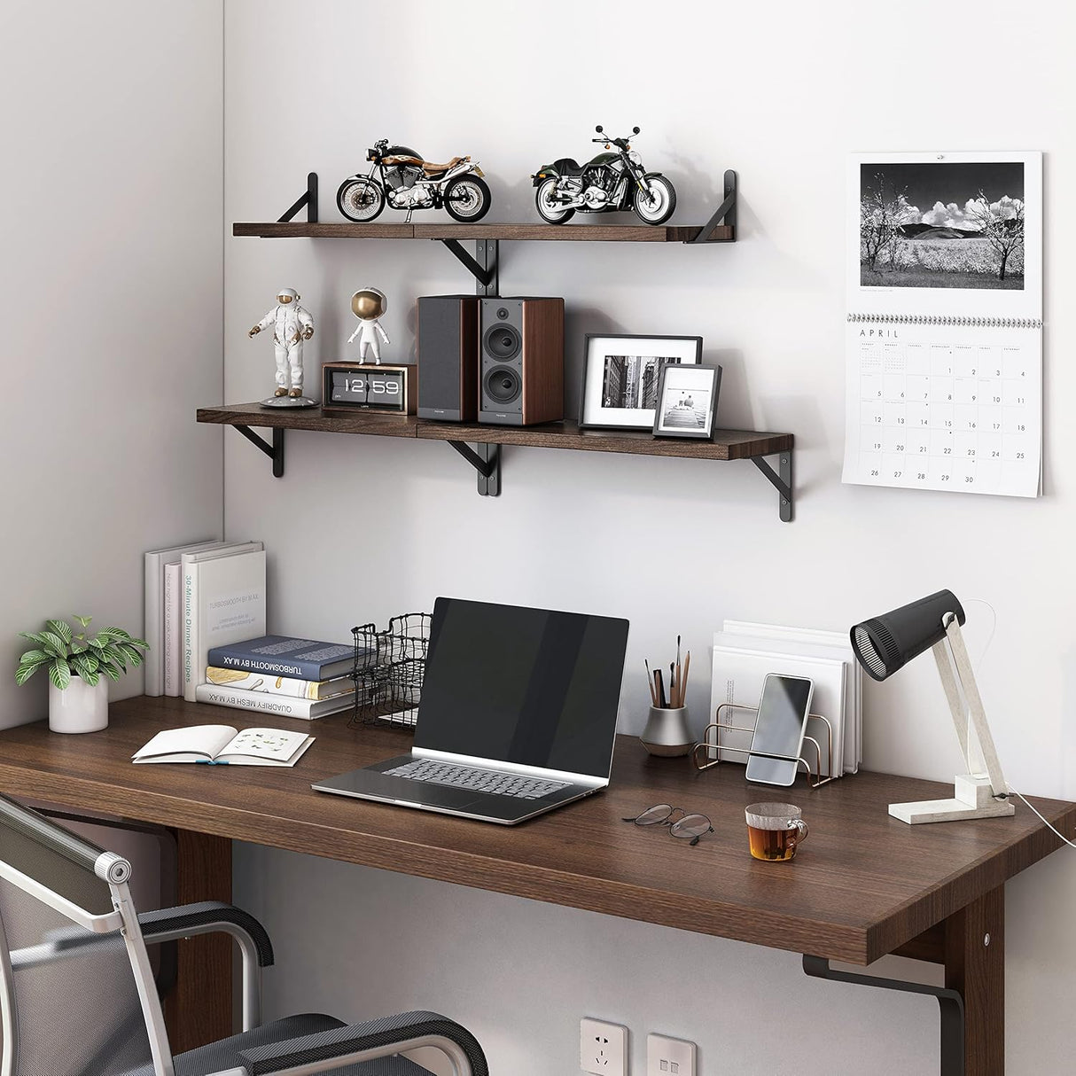 Estantes Flotantes YGEOMER, Madera, Set de 4 Tamaños Variados