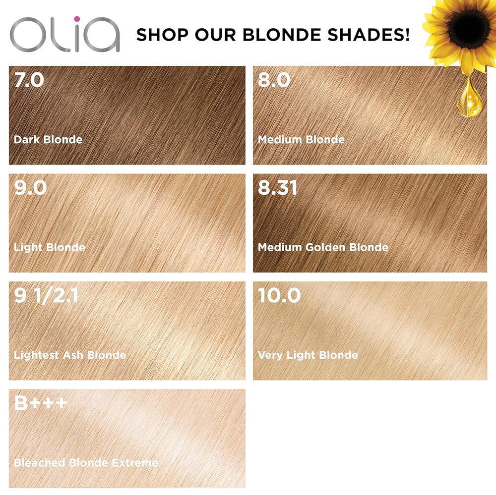 Garnier Olia Tinte permanente para el cabello, sin amoníaco, color brillante, rico en aceite, 9.0 rubio claro, 2 unidades (el embalaje puede variar)