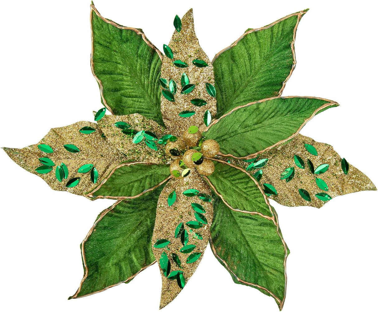 Flores Poinsettia Artificial Briful 12'' Set de 4 para Decorar