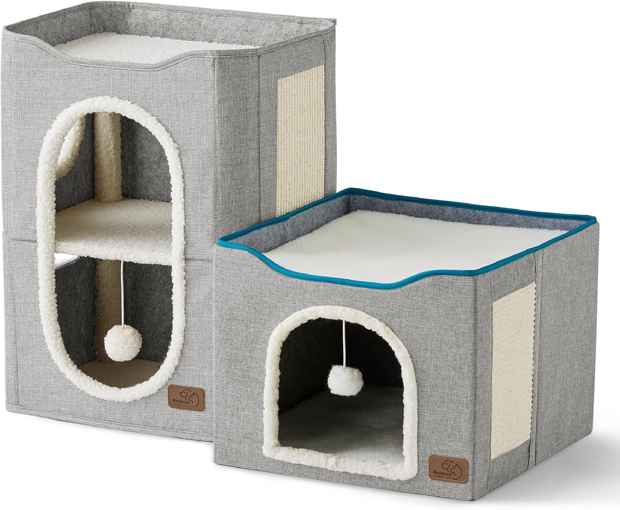 Casa para Gatos 2 Niveles Bedsure, con Rascador y Escondite